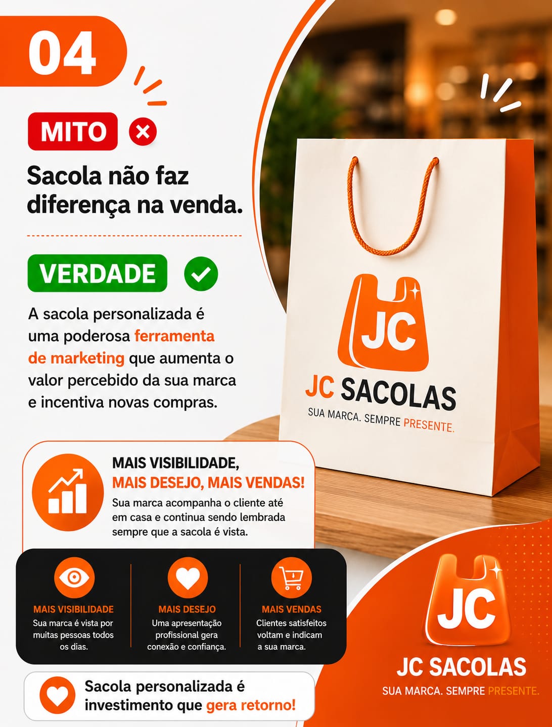 Anúncio de sacolas personalizadas