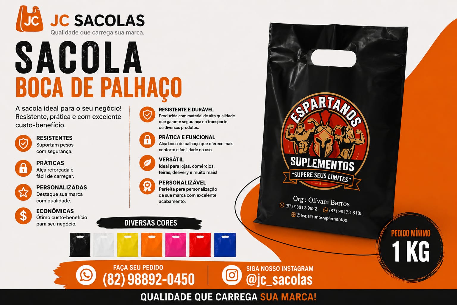 Anúncio JC Sacolas - design de sacola
