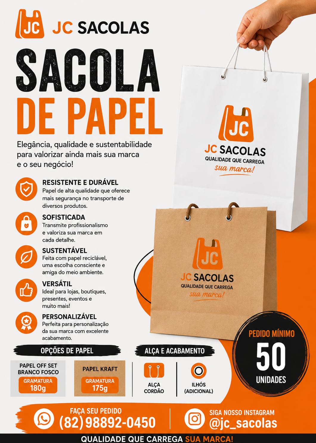 Anúncio JC Sacolas - embalagem personalizada